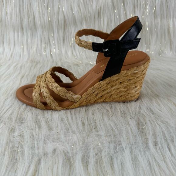 Andre Assous Shoes - Andre Assous Womens Milena Wedge Sandal Espadrille 3 1/4" Heel Natural Black 10